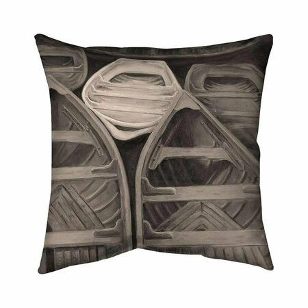 FONDO 26 x 26 in. Sepia Canoes-Double Sided Print Indoor Pillow FO2772639